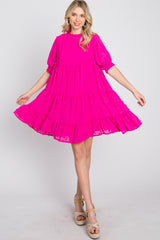 Fuchsia Swiss Dot Tiered Dress