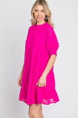 Fuchsia Swiss Dot Tiered Dress