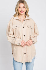 Taupe Fleece Button Down Oversized Jacket