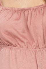 Pink Satin Square Neck Maternity Dress