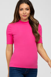 Fuchsia Ribbed Mock Neck Maternity Top