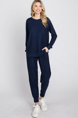 Navy Blue Soft Knit Sleep Set