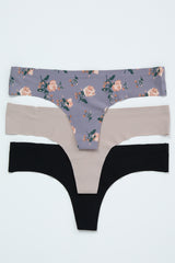 Multi-Color Rose Floral Seamless Thong Set