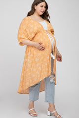 Orange Floral Tie Front Maternity Plus Cover Up