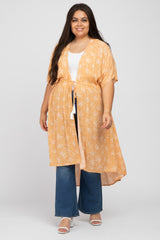 Orange Floral Tie Front Maternity Plus Cover Up