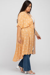 Orange Floral Tie Front Plus Cover Up