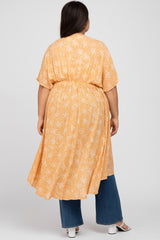 Orange Floral Tie Front Plus Cover Up