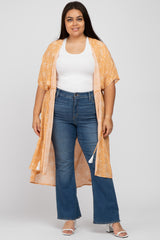 Orange Floral Tie Front Plus Cover Up