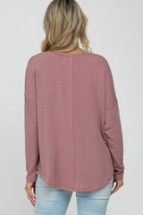 Mauve Soft Knit Hi-Low Round Hem Maternity Top