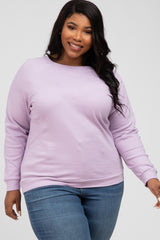 Lavender Crew Neck Long Sleeve Plus Top