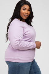 Lavender Crew Neck Long Sleeve Plus Top