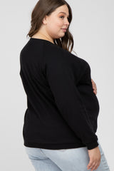 Black Crew Neck Long Sleeve Maternity Plus Top