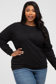 Black Crew Neck Long Sleeve Plus Top