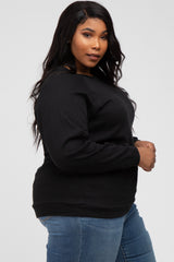 Black Crew Neck Long Sleeve Plus Top