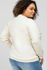 Cream Crew Neck Long Sleeve Maternity Plus Top