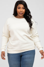 Cream Crew Neck Long Sleeve Plus Top