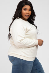 Cream Crew Neck Long Sleeve Plus Top