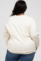 Cream Crew Neck Long Sleeve Plus Top