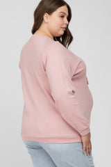 Mauve Crew Neck Long Sleeve Maternity Plus Top