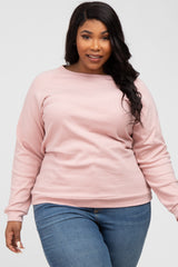 Mauve Crew Neck Long Sleeve Plus Top