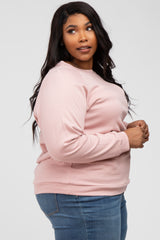 Mauve Crew Neck Long Sleeve Plus Top