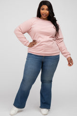 Mauve Crew Neck Long Sleeve Plus Top