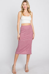 Mauve Ribbed Back Slit Maternity Pencil Skirt