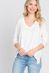 Ivory V-Neck Hi-Low Long Sleeve Maternity Top