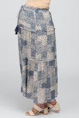 Blue Paisley Patchwork Maternity Maxi Skirt