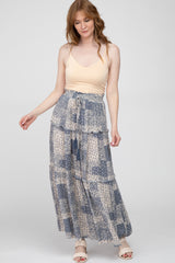 Blue Paisley Patchwork Maxi Skirt