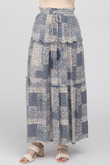 Blue Paisley Patchwork Maxi Skirt