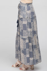 Blue Paisley Patchwork Maxi Skirt