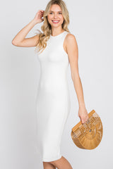 Ivory Fitted Sleeveless Dress