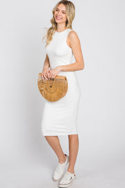 Ivory Fitted Sleeveless Dress