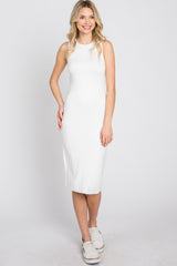 Ivory Fitted Sleeveless Dress