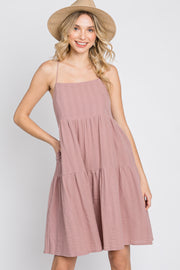 Mauve Tiered Mini Dress