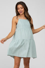 Mint Tiered Maternity Mini Dress