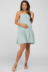 Mint Tiered Maternity Mini Dress