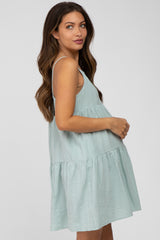 Mint Tiered Maternity Mini Dress