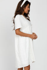 White Textured Babydoll Dress