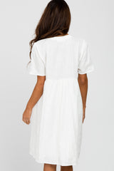 White Textured Babydoll Dress