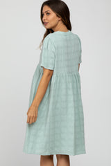 Mint Green Textured Babydoll Maternity Dress