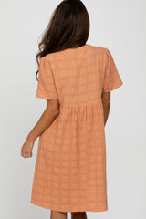 Peach Textured Babydoll Dress