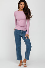 Pink Brushed Lettuce Trim Top