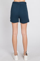 Navy Blue Front Tie Shorts