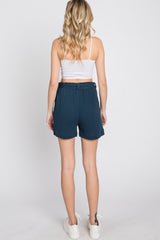 Navy Blue Front Tie Shorts