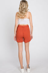 Rust Front Tie Shorts