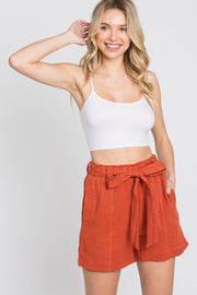 Rust Front Tie Shorts