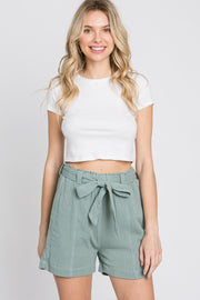 Mint Green Front Tie Shorts