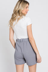 Grey Front Tie Shorts